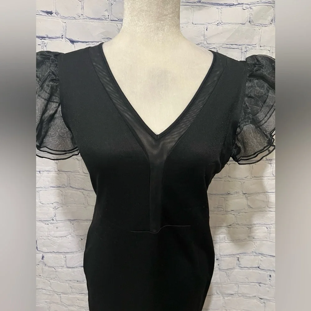 Interrupted Black Ladies Tulle Sleeve Dress - Size Medium - Picture 2 of 7